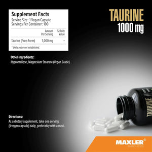 MAXLER - Maxler Taurine 1000Mg. 100 Capsulas - The Red Vitamin MX - Suplementos Alimenticios - {{ shop.shopifyCountryName }}