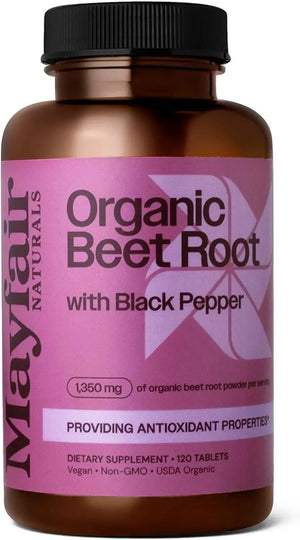 MAYFAIR - Mayfair Naturals USDA Organic Beet Root with Black Pepper 1350Mg. 120 Tabletas - The Red Vitamin MX - Suplementos Alimenticios - {{ shop.shopifyCountryName }}