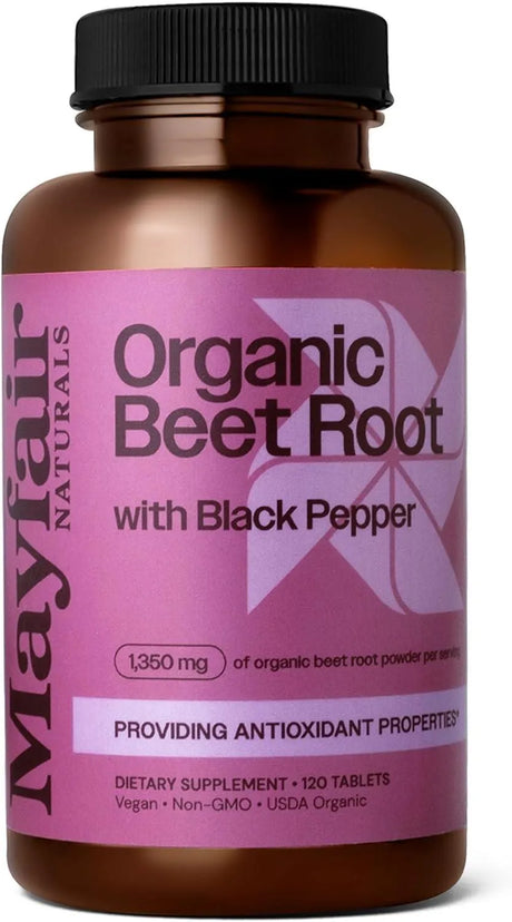 MAYFAIR - Mayfair Naturals USDA Organic Beet Root with Black Pepper 1350Mg. 120 Tabletas - The Red Vitamin MX - Suplementos Alimenticios - {{ shop.shopifyCountryName }}