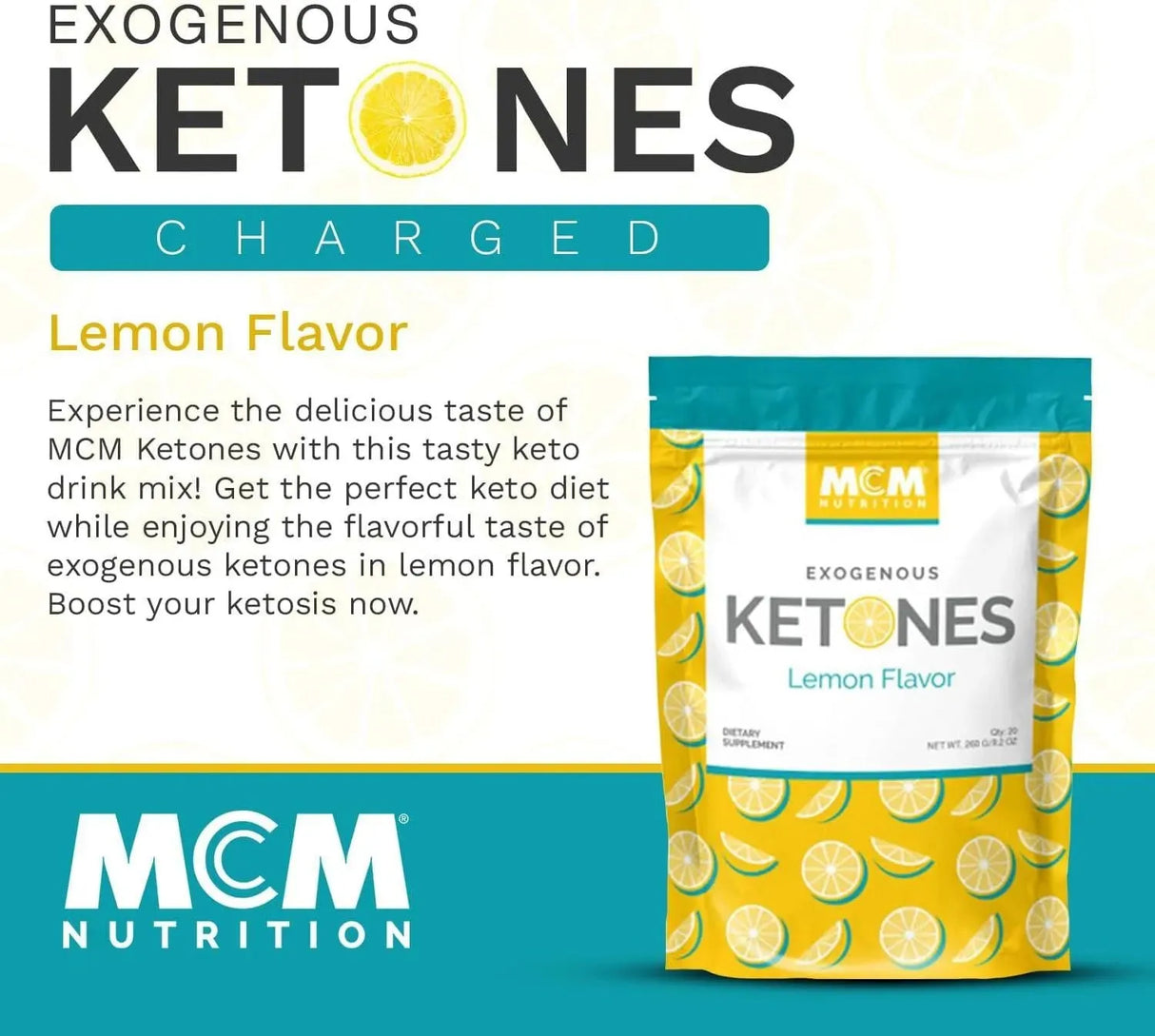 MCM NUTRITION - MCM Nutrition Exogenous Ketones Powder and BHB Caffeine Free Lemon 20 Paquetes - The Red Vitamin MX - Suplementos Alimenticios - {{ shop.shopifyCountryName }}