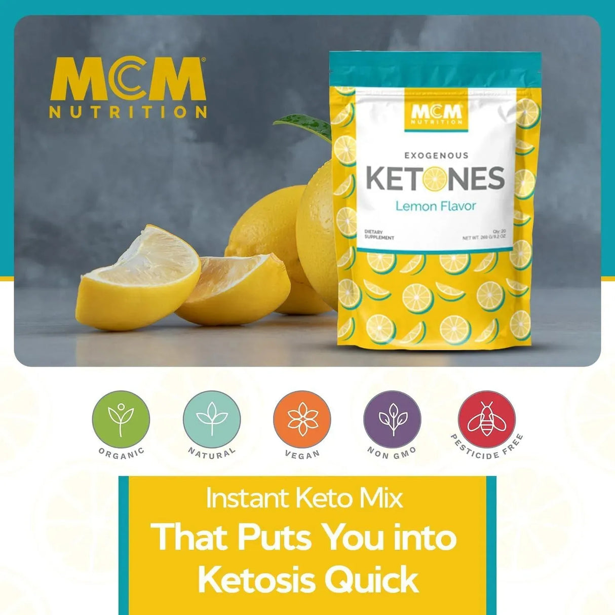 MCM NUTRITION - MCM Nutrition Exogenous Ketones Powder and BHB Caffeine Free Lemon 20 Paquetes - The Red Vitamin MX - Suplementos Alimenticios - {{ shop.shopifyCountryName }}