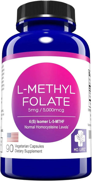MD LIFE - MD Life L-Methylfolate 5Mg. 90 Capsulas - The Red Vitamin MX - Suplementos Alimenticios - {{ shop.shopifyCountryName }}