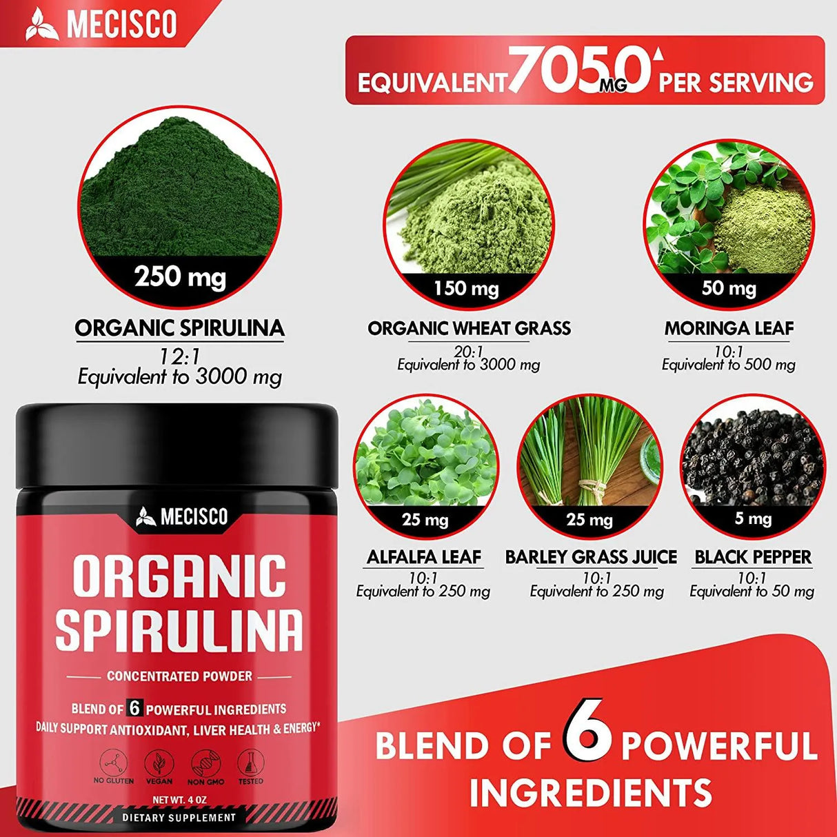 MECISCO - Mecisco 6 in 1 Spirulina Powder Organic 4 Oz. - The Red Vitamin MX - Suplementos Alimenticios - {{ shop.shopifyCountryName }}