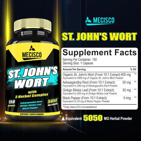 MECISCO - Mecisco St. John's Wort 5050Mg. 150 Capsulas - The Red Vitamin MX - Suplementos Alimenticios - {{ shop.shopifyCountryName }}