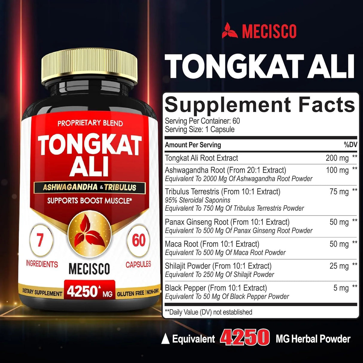 MECISCO - Mecisco Tongkat Ali with Tribulus Terrestris 4250Mg. 120 Capsulas - The Red Vitamin MX - Suplementos Alimenticios - {{ shop.shopifyCountryName }}