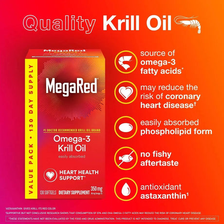 MEGARED - MegaRed Omega 3 Antarctic Krill Oil 350Mg. 130 Capsulas Blandas - The Red Vitamin MX - Suplementos Alimenticios - {{ shop.shopifyCountryName }}