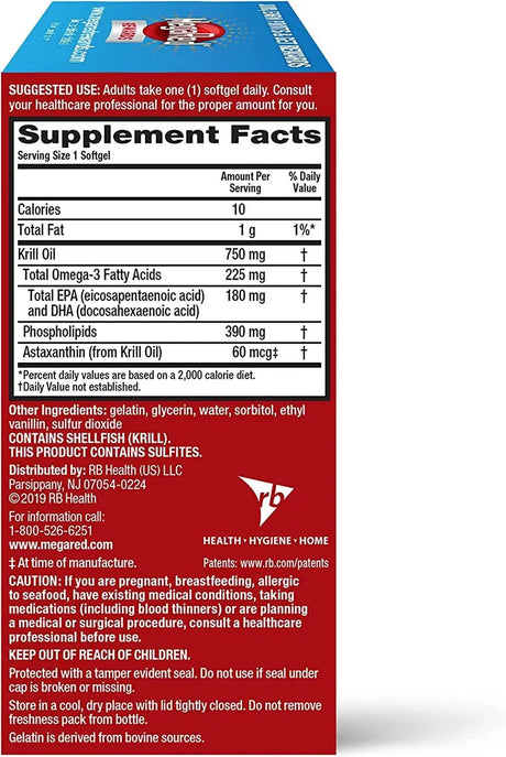MEGARED - MegaRed Ultra Concentrate Omega 3 Antarctic Krill Oil 750Mg. 80 Capsulas Blandas - The Red Vitamin MX - Suplementos Alimenticios - {{ shop.shopifyCountryName }}