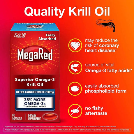 MEGARED - MegaRed Ultra Concentrate Omega 3 Antarctic Krill Oil 750Mg. 80 Capsulas Blandas - The Red Vitamin MX - Suplementos Alimenticios - {{ shop.shopifyCountryName }}