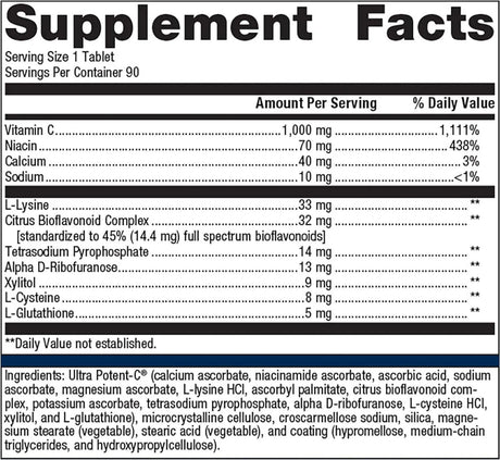 METAGENICS - Metagenics Ultra Potent-C 1000 90 Tabletas - The Red Vitamin MX - Suplementos Alimenticios - {{ shop.shopifyCountryName }}