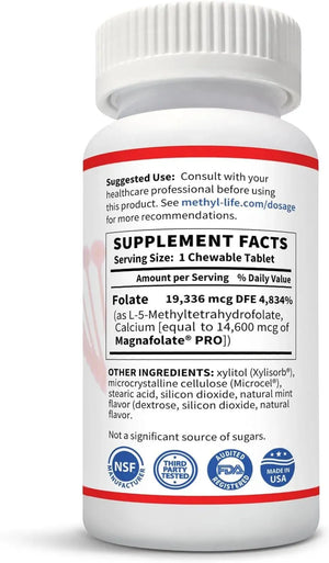 METHYL-LIFE - Methyl-Life Purest L-Methylfolate 10Mg. 90 Tabletas Masticables - The Red Vitamin MX - Suplementos Alimenticios - {{ shop.shopifyCountryName }}