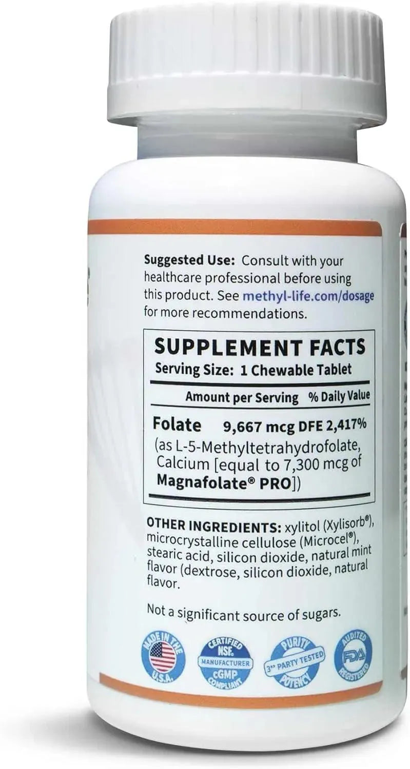 METHYL-LIFE - Methyl-Life Purest L-Methylfolate 5Mg. 90 Tabletas Masticables - The Red Vitamin MX - Suplementos Alimenticios - {{ shop.shopifyCountryName }}