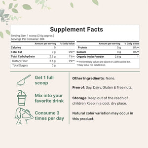 MICRO INGREDIENTS - Micro Ingredients Organic Inulin FOS Powder 998Gr. - The Red Vitamin MX - Suplementos Alimenticios - {{ shop.shopifyCountryName }}