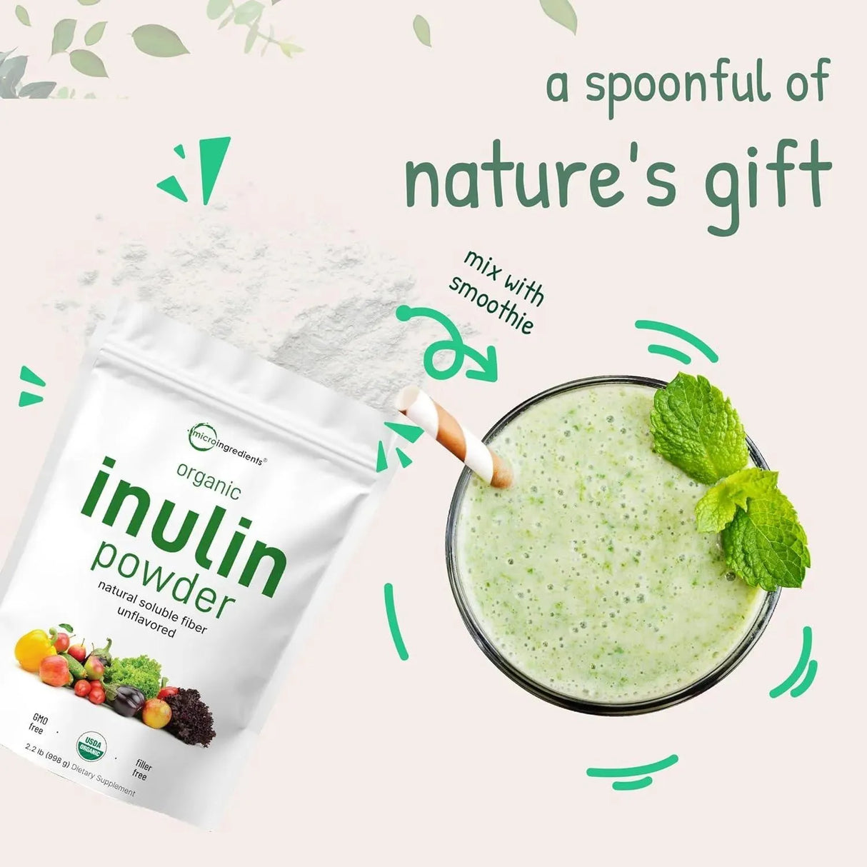 MICRO INGREDIENTS - Micro Ingredients Organic Inulin FOS Powder 998Gr. - The Red Vitamin MX - Suplementos Alimenticios - {{ shop.shopifyCountryName }}