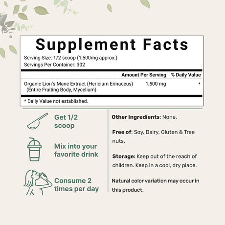 MICRO INGREDIENTS - Micro Ingredients Organic Lions Mane Mushroom Supplement Powder 454Gr. - The Red Vitamin MX - Suplementos Alimenticios - {{ shop.shopifyCountryName }}