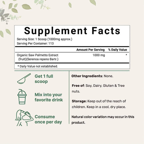 MICRO INGREDIENTS - Micro Ingredients Organic Saw Palmetto Powder 113Gr. - The Red Vitamin MX - Suplementos Alimenticios - {{ shop.shopifyCountryName }}