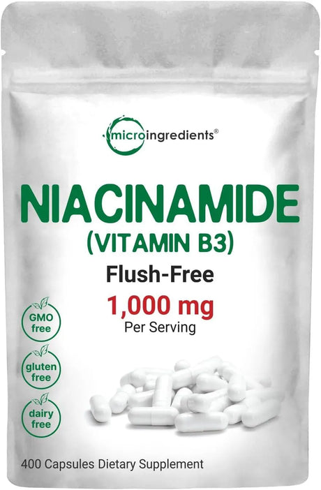 MICRO INGREDIENTS - Micro Ingredients Vitamin B3 Nicotinamide 1,000Mg. 400 Capsulas - The Red Vitamin MX - Suplementos Alimenticios - {{ shop.shopifyCountryName }}