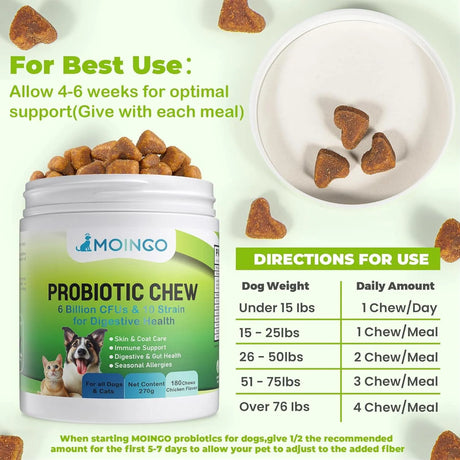 MOINGO - Moingo Probiotics for Dogs Chicken Flavored 180 Masticables - The Red Vitamin MX - Probióticos Para Perros - {{ shop.shopifyCountryName }}