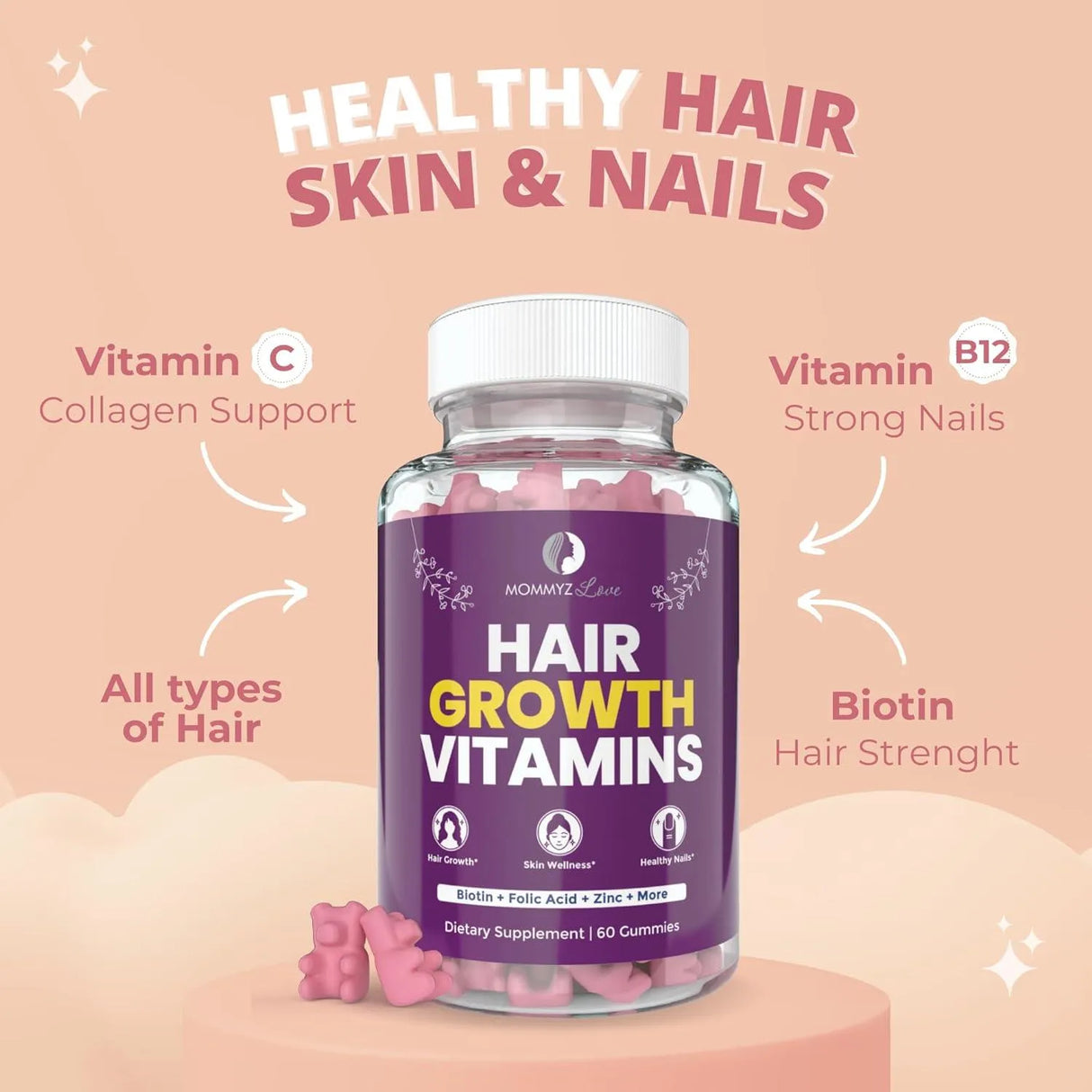 MOMMYZ LOVE - Mommyz Love Postpartum Hair Loss Vitamin 60 Gomitas - The Red Vitamin MX - Suplementos Alimenticios - {{ shop.shopifyCountryName }}