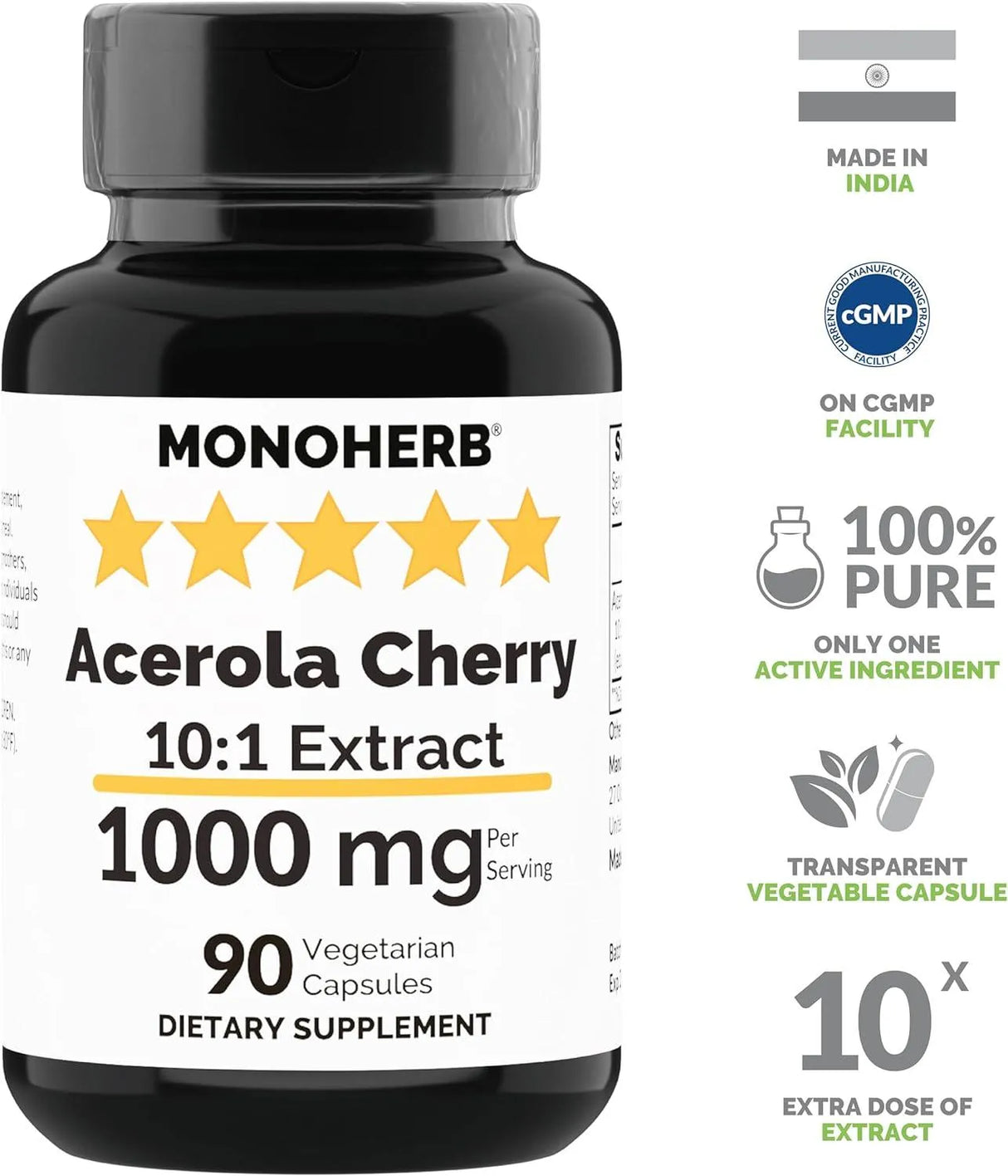 MONOHERB - Monoherb Acerola Cherry Extract 90 Capsulas - The Red Vitamin MX - Suplementos Alimenticios - {{ shop.shopifyCountryName }}