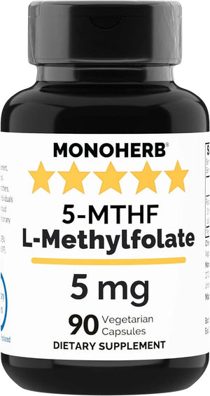 MONOHERB - Monoherb L-Methylfolate 5-MTHF 5Mg. 90 Capsulas - The Red Vitamin MX - Suplementos Alimenticios - {{ shop.shopifyCountryName }}