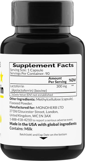 MONOHERB - Monoherb Lactoferrin 300Mg. 90 Capsulas - The Red Vitamin MX - Suplementos Alimenticios - {{ shop.shopifyCountryName }}