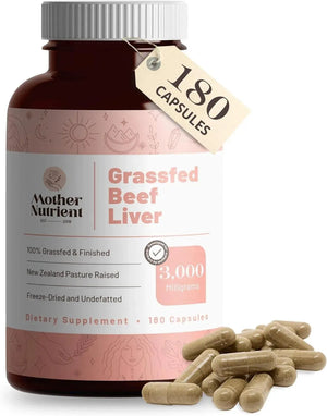 MOTHER NUTRIENT - Mother Nutrient 100% Grass Fed Beef Liver 180 Capsulas - The Red Vitamin MX - Suplementos Alimenticios - {{ shop.shopifyCountryName }}