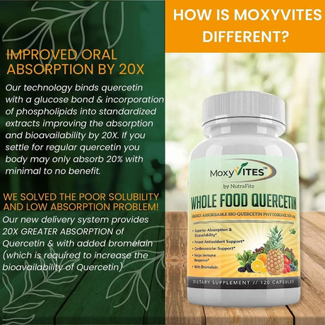 MOXYVITES - MoxyVites Quercetin with Bromelain 500Mg. Supplement 120 Capsulas - The Red Vitamin MX - Suplementos Alimenticios - {{ shop.shopifyCountryName }}