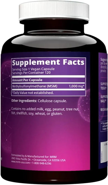 MRM - MRM Nutrition MSM 1000Mg. 120 Capsulas - The Red Vitamin MX - Suplementos Alimenticios - {{ shop.shopifyCountryName }}