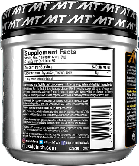 MUSCLETECH - MuscleTech Platinum Creatine Monohydrate Powder 80 Servicios 400Gr. - The Red Vitamin MX - Suplementos Alimenticios - {{ shop.shopifyCountryName }}