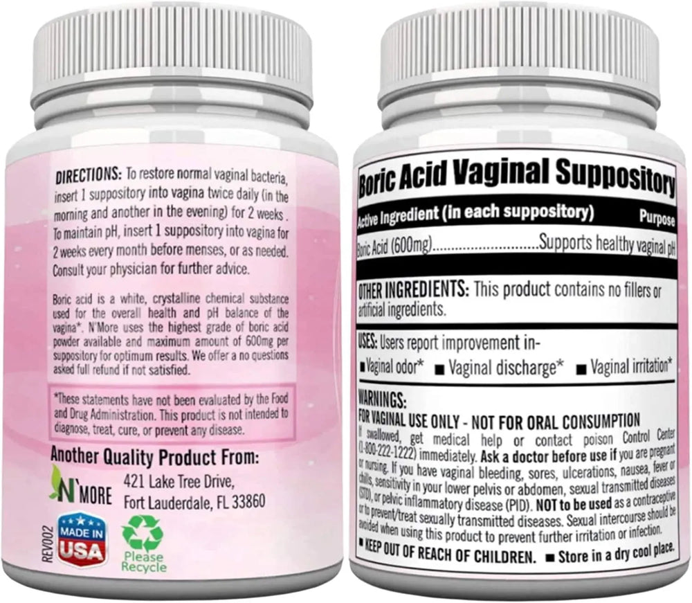 N'MORE - N'More Boric Acid Vaginal Suppositories 600Mg. 30 Supositorios - The Red Vitamin MX - Supositorios De Ácido Bórico - {{ shop.shopifyCountryName }}