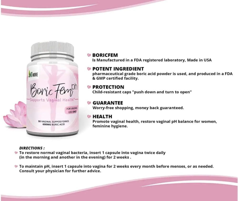 N'MORE - N'More Boric Acid Vaginal Suppositories 600Mg. 30 Supositorios - The Red Vitamin MX - Supositorios De Ácido Bórico - {{ shop.shopifyCountryName }}