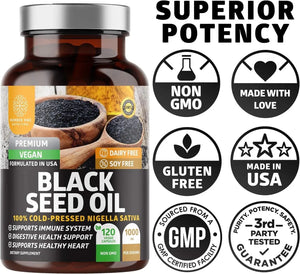 N1N - Number One Nutrition N1N Premium Black Seed Oil 1000Mg. 120 Capsulas - The Red Vitamin MX - Suplementos Alimenticios - {{ shop.shopifyCountryName }}