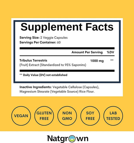 NATGROWN - Natgrown Tribulus Terrestris for Men 1000Mg. 120 Capsulas - The Red Vitamin MX - Suplementos Alimenticios - {{ shop.shopifyCountryName }}