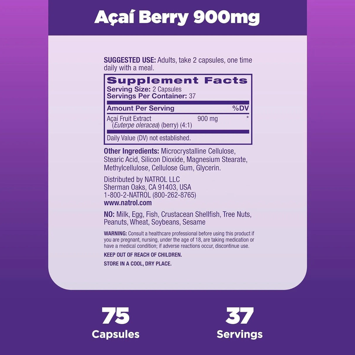 NATROL - Natrol Acai Berry 1,000Mg. 75 Capsulas - The Red Vitamin MX - Suplementos Alimenticios - {{ shop.shopifyCountryName }}