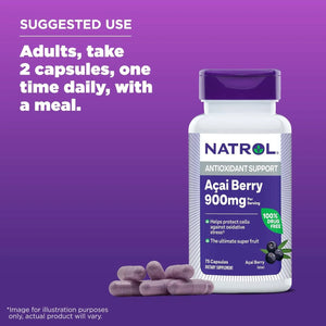 NATROL - Natrol Acai Berry 1,000Mg. 75 Capsulas - The Red Vitamin MX - Suplementos Alimenticios - {{ shop.shopifyCountryName }}