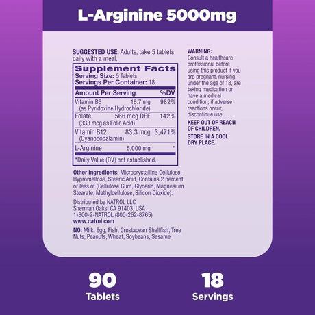 NATROL - Natrol L-Arginine 5000Mg. 90 Tabletas - The Red Vitamin MX - Suplementos Alimenticios - {{ shop.shopifyCountryName }}