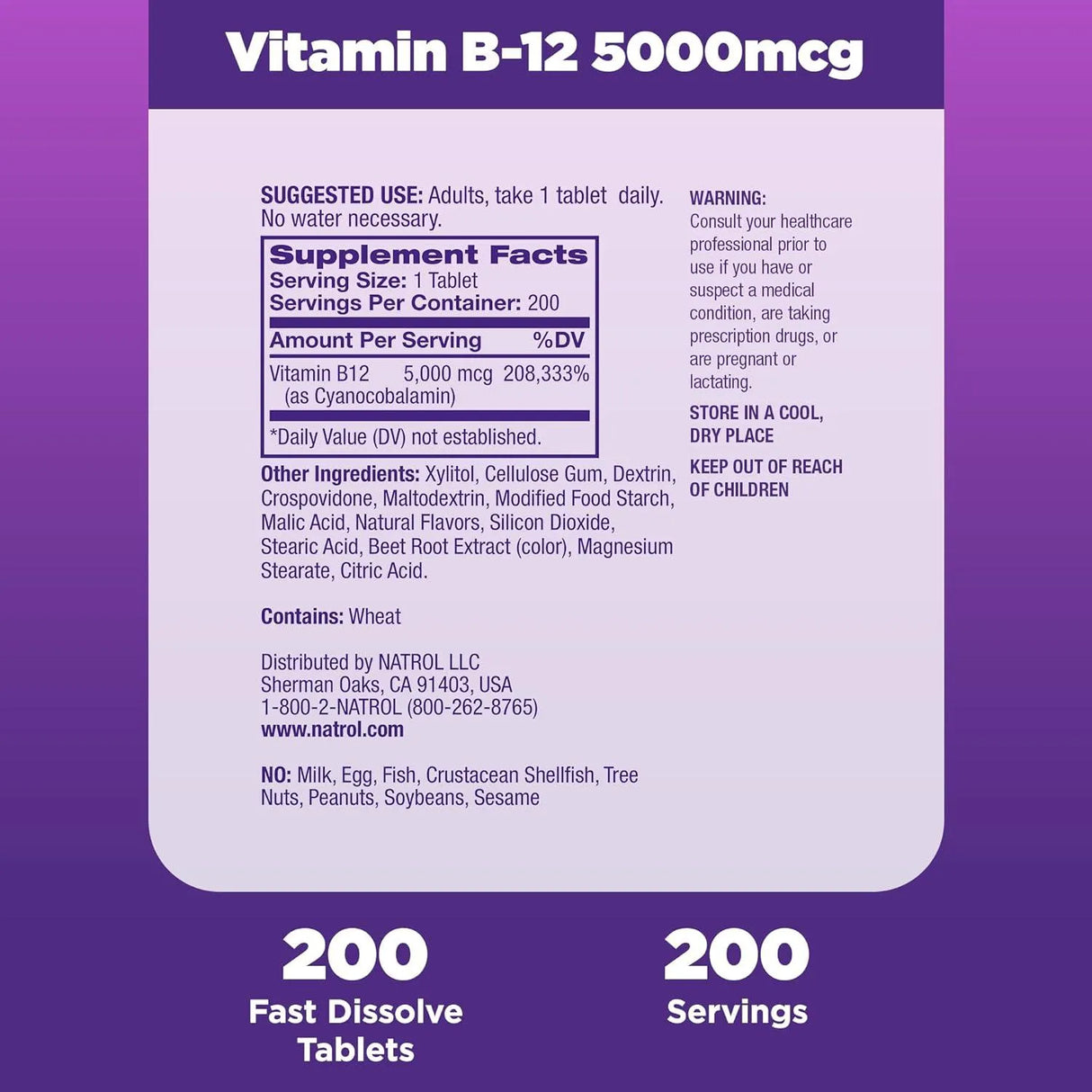 NATROL - Natrol Vitamin B-12 5000mcg Strawberry-Flavored Fast Dissolve 200 Tabletas - The Red Vitamin MX - Suplementos Alimenticios - {{ shop.shopifyCountryName }}