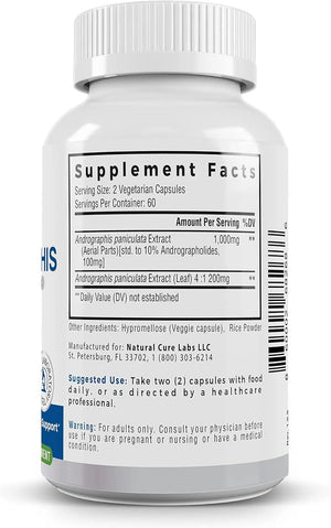 NATURAL CURE LABS - Natural Cure Labs Premium Andrographis Paniculata Extract 1,200Mg. 120 Capsulas - The Red Vitamin MX - Suplementos Alimenticios - {{ shop.shopifyCountryName }}