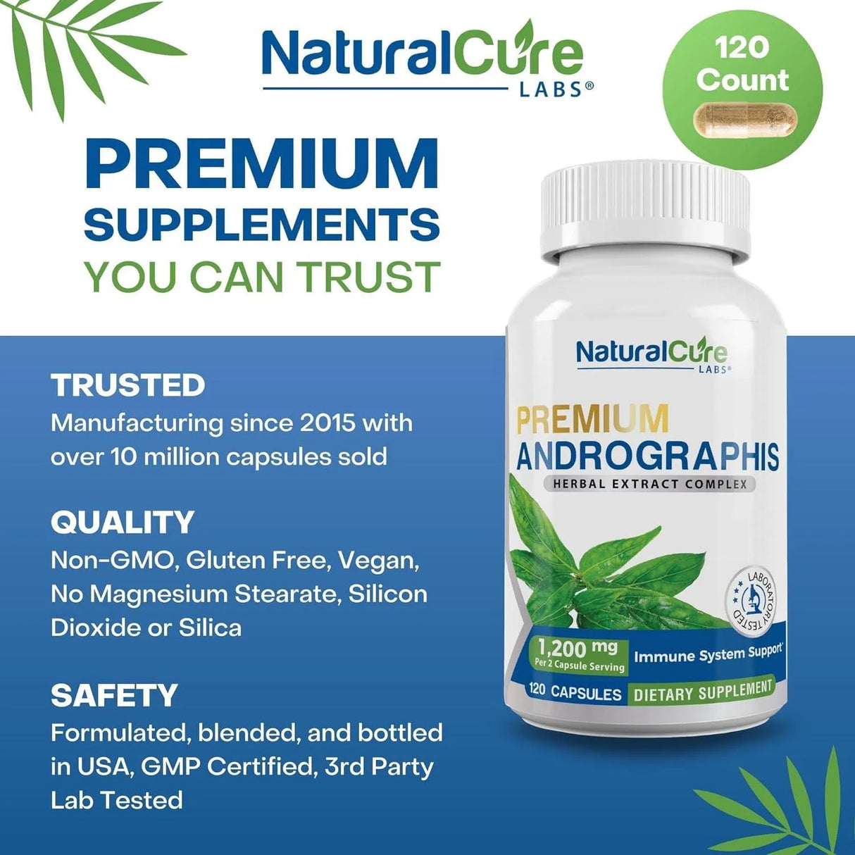 NATURAL CURE LABS - Natural Cure Labs Premium Andrographis Paniculata Extract 1,200Mg. 120 Capsulas - The Red Vitamin MX - Suplementos Alimenticios - {{ shop.shopifyCountryName }}