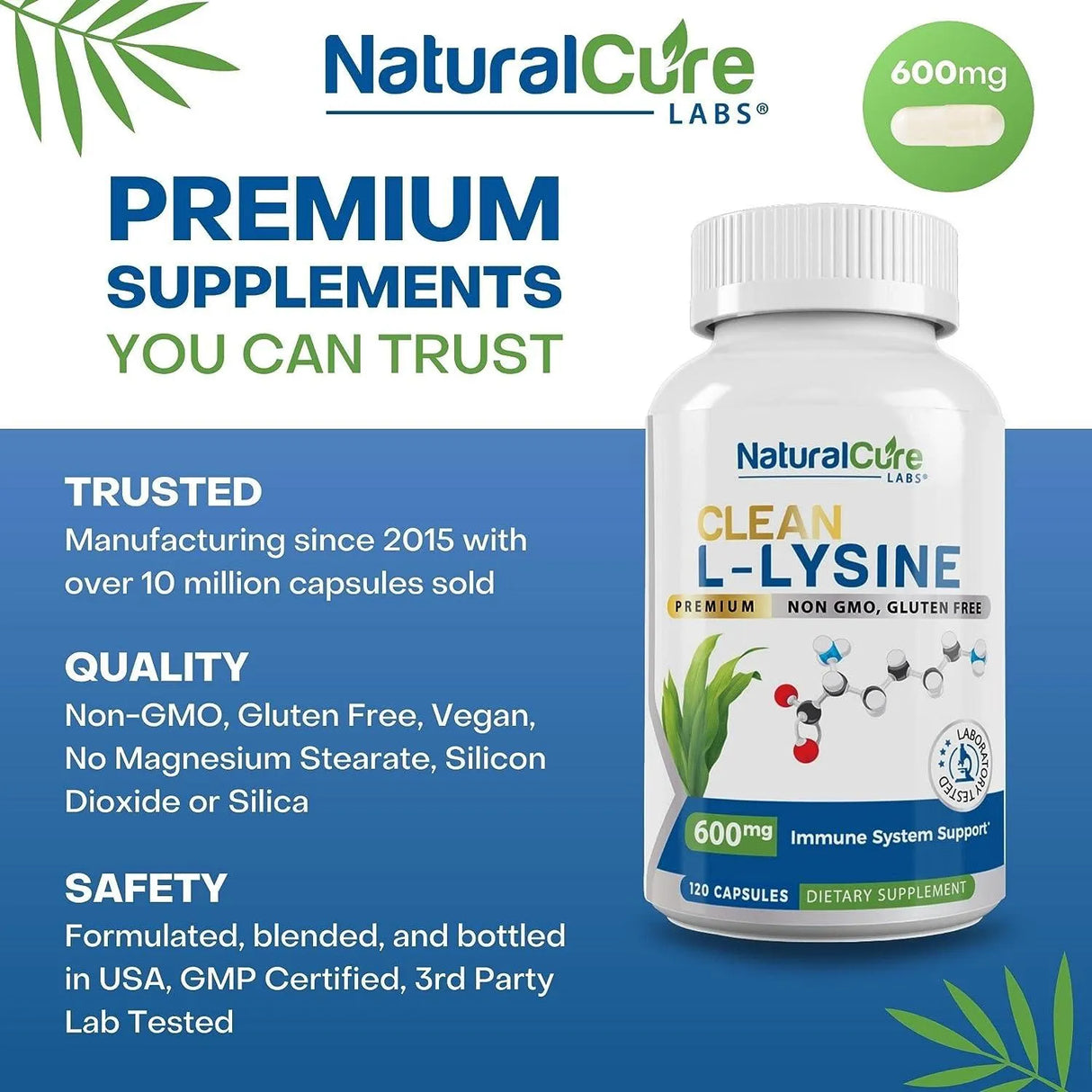 NATURAL CURE - Natural Cure Labs Clean L-Lysine 600Mg. 120 Capsulas - The Red Vitamin MX - Suplementos Alimenticios - {{ shop.shopifyCountryName }}