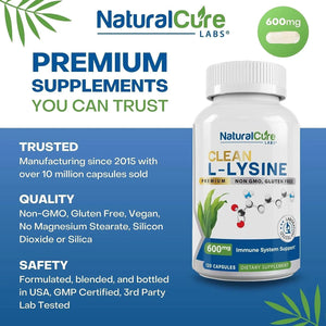 NATURAL CURE - Natural Cure Labs Clean L-Lysine 600Mg. 120 Capsulas - The Red Vitamin MX - Suplementos Alimenticios - {{ shop.shopifyCountryName }}