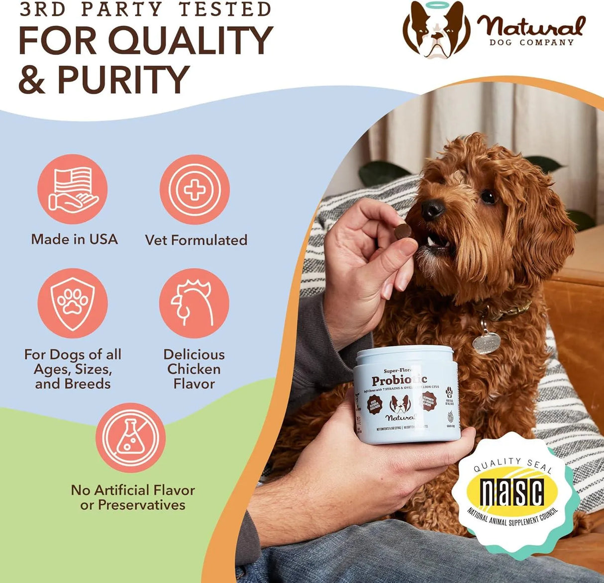 NATURAL DOG COMPANY - Natural Dog Company Probiotic Chews for Dogs Chicken Flavor 90 Masticables - The Red Vitamin MX - Probióticos Para Perros - {{ shop.shopifyCountryName }}