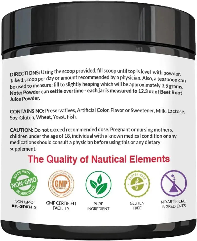 NATURAL ELEMENTS - Nautical Elements Organic Beet Juice Powder 300Gr. - The Red Vitamin MX - Suplementos Alimenticios - {{ shop.shopifyCountryName }}