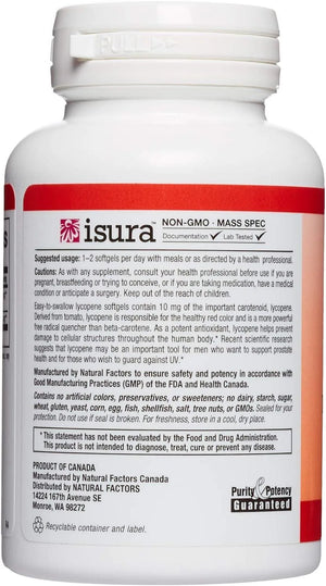 NATURAL FACTORS - Natural Factors Lycopene 10Mg. 60 Capsulas Blandas - The Red Vitamin MX - Suplementos Alimenticios - {{ shop.shopifyCountryName }}