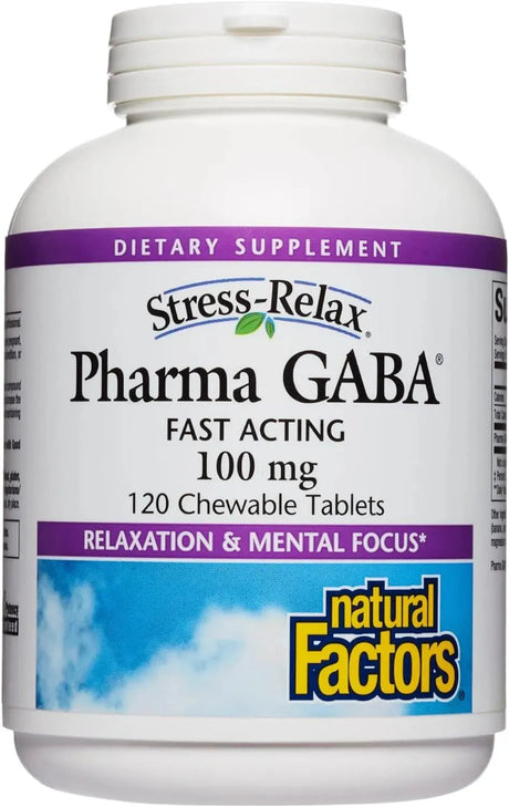 NATURAL FACTORS - Natural Factors Stress-Relax Pharma GABA 100Mg. 120 Tabletas Masticables - The Red Vitamin MX - Suplementos Alimenticios - {{ shop.shopifyCountryName }}