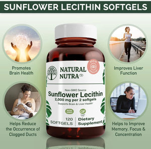 NATURAL NUTRA - Natural Nutra Sunflower Lecithin 2000Mg. 120 Capsulas Blandas 2 Pack - The Red Vitamin MX - Suplementos Alimenticios - {{ shop.shopifyCountryName }}