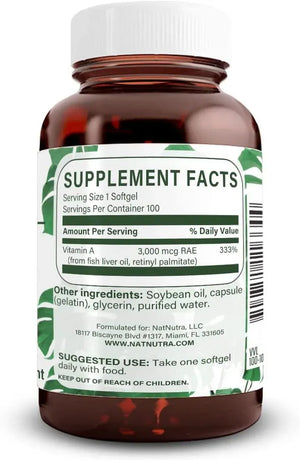 NATURAL NUTRA - Natural Nutra Vitamin A 10,000 IU 200 Capsulas Blandas - The Red Vitamin MX - Suplementos Alimenticios - {{ shop.shopifyCountryName }}