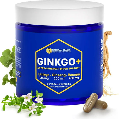 NATURAL STACKS - NATURAL STACKS Ginkgo Biloba Supplements w/Panax Ginseng and Bacopa Monnieri 60 Capsulas - The Red Vitamin MX - Suplementos Alimenticios - {{ shop.shopifyCountryName }}