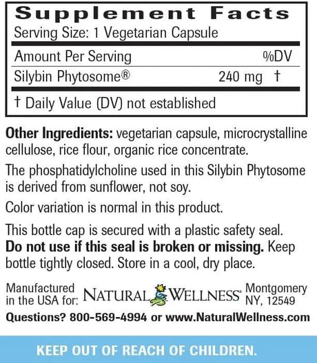 NATURAL WELLNESS - Natural Wellness Maximum Milk Thistle 240Mg. 90 Capsulas - The Red Vitamin MX - Suplementos Alimenticios - {{ shop.shopifyCountryName }}