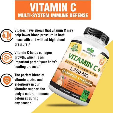 NATURALIFE LABS - NaturaLife Labs A Higher Standard Vitamin C 1,700Mg. 100 Capsulas - The Red Vitamin MX - Suplementos Alimenticios - {{ shop.shopifyCountryName }}